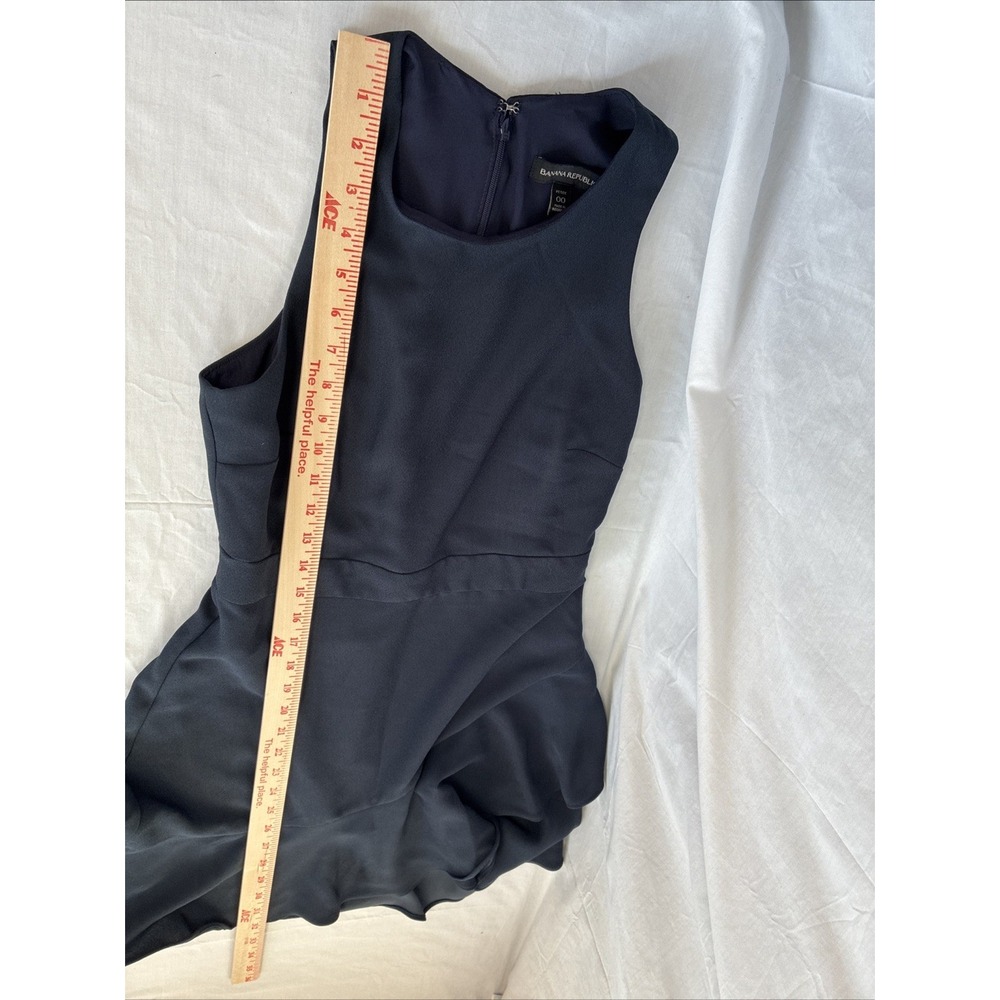 Banana Republic Navy Blue Sleeveless Fit & Flare Ruffle Dress 00 Petite - Picture 11 of 12